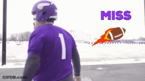A Football Player In A Purple Jersey With The Number 1 On The Back GIF