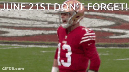 A Football Player In A Red Jersey With The Number 13 GIF