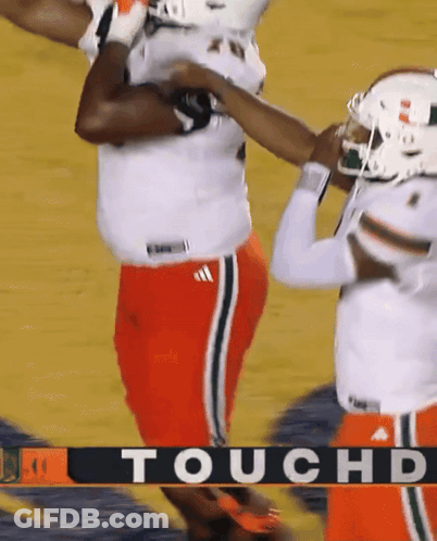 A Football Player Is Being Tackled By Another Player With The Word Touchd On The Bottom GIF