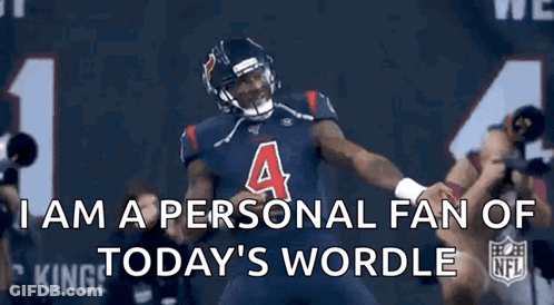 A Football Player Is Dancing In Front Of A Crowd With The Words `` I Am A Personal Fan Of Today 'S Worldle '' . GIF