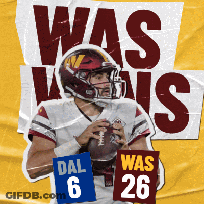 A Football Player Is Holding A Ball In Front Of A Sign That Says Was Wins GIF