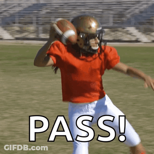 A Football Player Is Throwing A Ball And The Word Pass Is Visible GIF