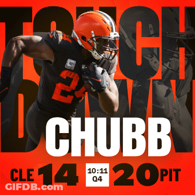 A Football Player Named Chubb Runs With The Ball GIF