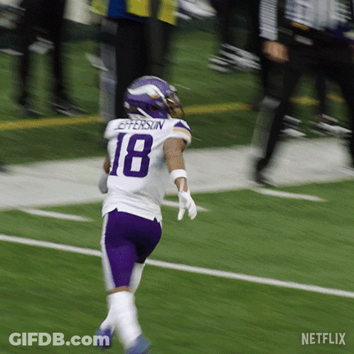 A Football Player Named Jefferson Is Running On The Field GIF