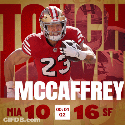 A Football Player Named Mccaffrey Is Running With A Ball GIF
