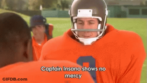A Football Player Says Captain Insano Shows No Mercy While Talking To Another Player GIF