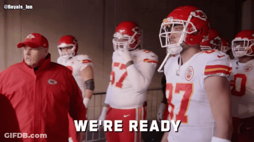 A Football Player Says We 'Re Ready In Front Of A Group Of Players GIF