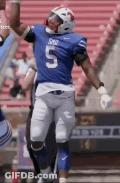 A Football Player Wearing A Blue Jersey With The Number 5 On It GIF
