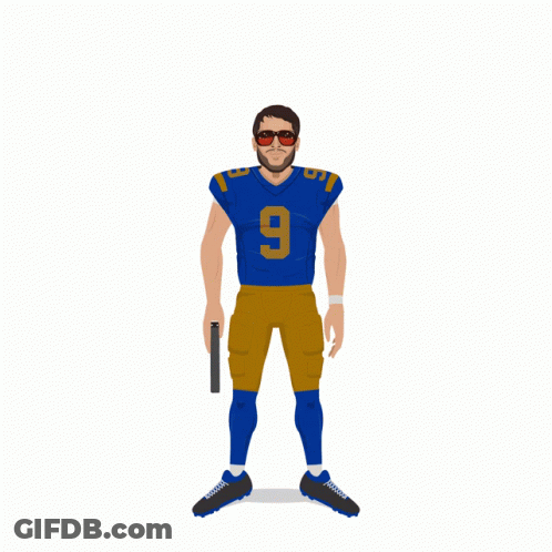 A Football Player Wearing A Blue Jersey With The Number 9 On It GIF