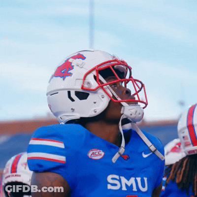A Football Player Wearing A Blue Smu Jersey GIF