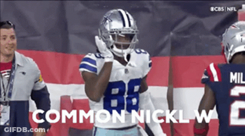 A Football Player Wearing A Helmet And Gloves Says " Common Nicklw " GIF