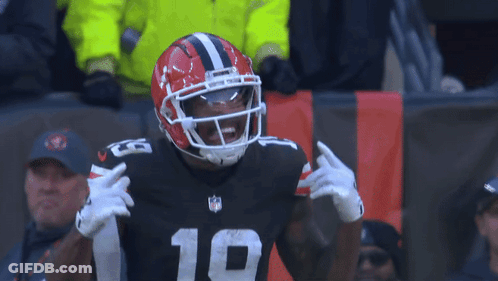 A Football Player Wearing A Helmet And Number 19 On His Jersey GIF
