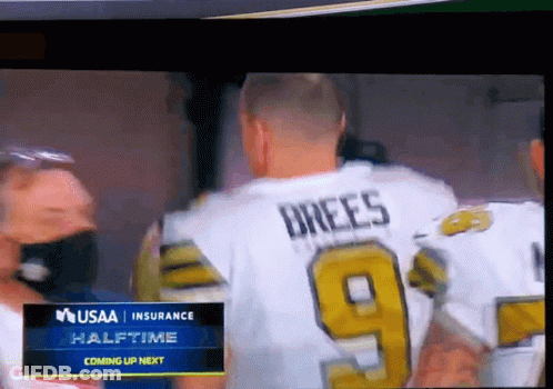 A Football Player Wearing A Jersey That Says Brees On It GIF