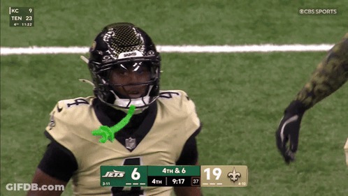 A Football Player Wearing A Jets Jersey Stands On A Field GIF