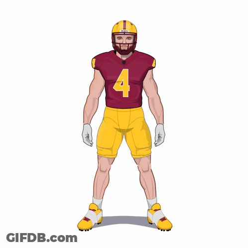 A Football Player Wearing A Maroon Jersey With The Number 4 GIF