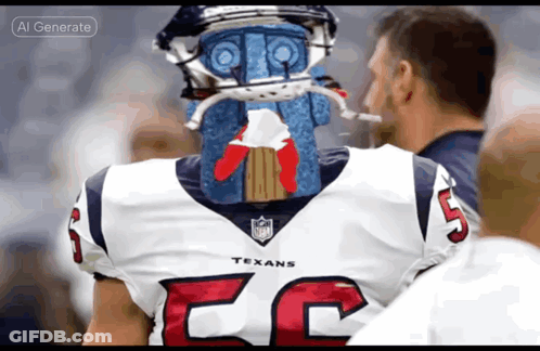 A Football Player Wearing A Texans Jersey Is Talking To A Coach GIF