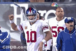 A Football Player Wearing A White Jersey With The Number 10 GIF
