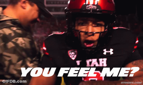A Football Player Wearing An Under Armour Jersey Says You Feel Me GIF