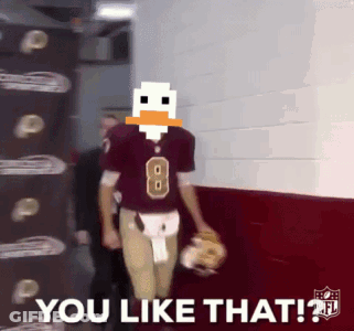 A Football Player With A Duck On His Head And The Words " You Like That " GIF