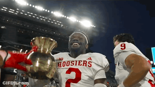 A Football Player With Hoosier 2 On His Jersey GIF