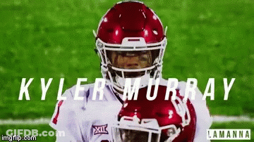 A Football Player With Kyler Murray Written In White Letters GIF