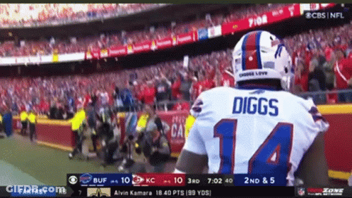 A Football Player With The Name Diggs On The Back Of His Shirt GIF