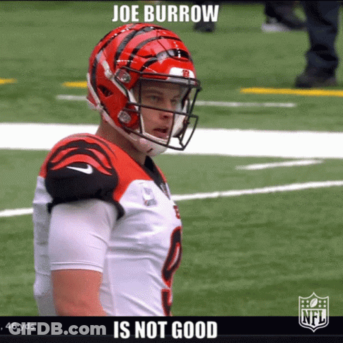 A Football Player With The Name Joe Burrow On The Top GIF