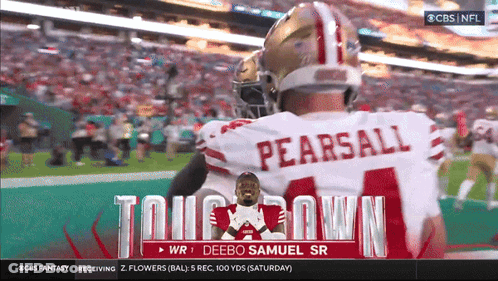 A Football Player With The Name Pearsall On The Back GIF