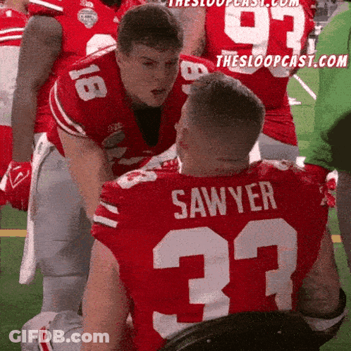 A Football Player With The Name Sawyer On His Jersey GIF