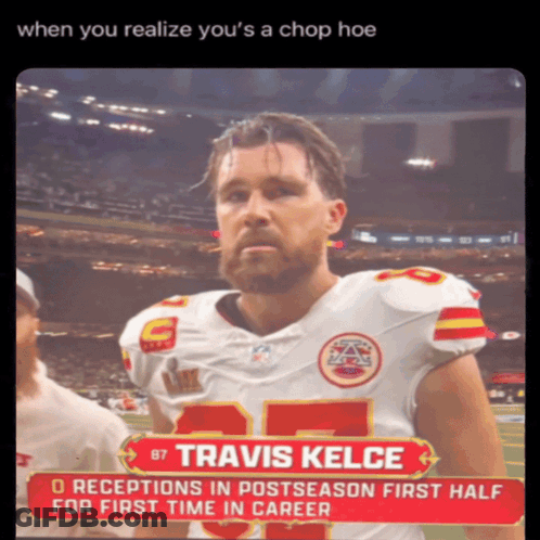 A Football Player With The Name Travis Kelce On The Back Of His Jersey GIF