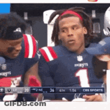 A Football Player With The Number 1 On His Jersey Looks At Something GIF
