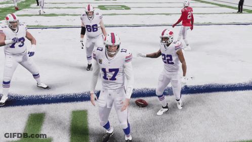 A Football Player With The Number 17 On His Jersey Stands On The Field GIF