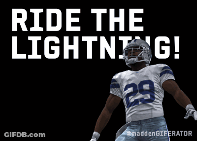 A Football Player With The Number 29 On His Jersey Is Jumping In The Air GIF