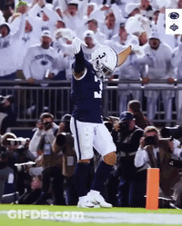 A Football Player With The Number 3 On His Jersey Celebrates On The Field GIF