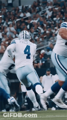 A Football Player With The Number 4 On His Jersey Is Running On The Field GIF