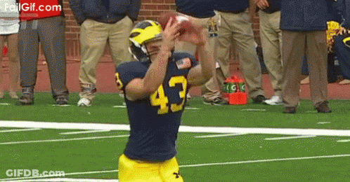 A Football Player With The Number 43 On His Jersey Is Throwing A Football GIF
