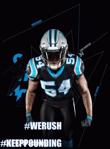A Football Player With The Number 58 On His Jersey Stands In Front Of A Black Background GIF