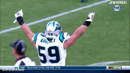 A Football Player With The Number 59 On His Jersey Celebrates GIF