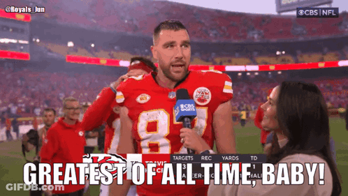 A Football Player With The Number 8 On His Jersey Is Being Interviewed GIF