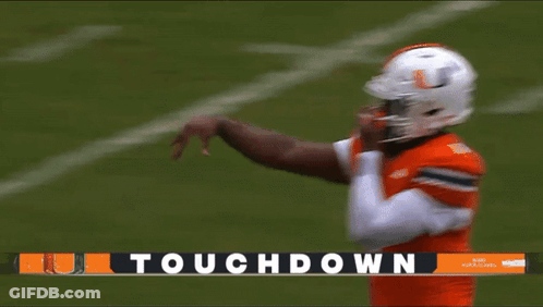 A Football Player With The Word Touchdown On The Bottom Right GIF