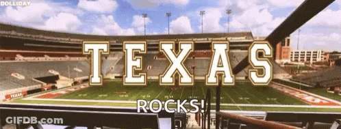 A Football Stadium With The Words Texas Rocks GIF