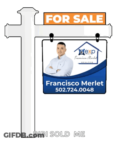 A For Sale Sign With A Man On It GIF