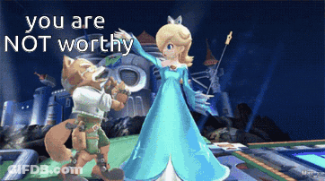 A Fox And A Princess In A Video Game With The Words You Are Not Worthy On The Bottom GIF