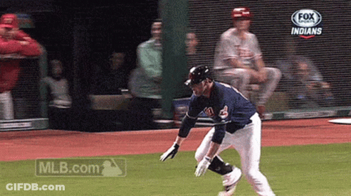 A Fox Broadcast Of A Baseball Game Between The Indians And The Cubs GIF