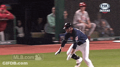 A Fox Broadcast Of A Baseball Game Between The Indians And The Cubs GIF