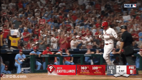 A Fox Broadcast Of A Baseball Game With Nich Castellanos On The Screen GIF