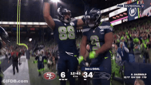 A Fox Divisional Broadcast Of A Football Game Between The San Francisco 49Ers And The Seattle Seahawks GIF