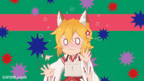 A Fox Girl With Yellow Hair And A Flower In Her Hair Is Surrounded By Colorful Stars GIF