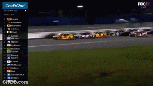 A Fox Live Broadcast Of A Race With A Creditone Logo In The Corner GIF