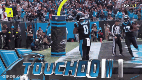 A Fox NFL Advertisement Shows A Football Player Named Sanders Running On The Field GIF